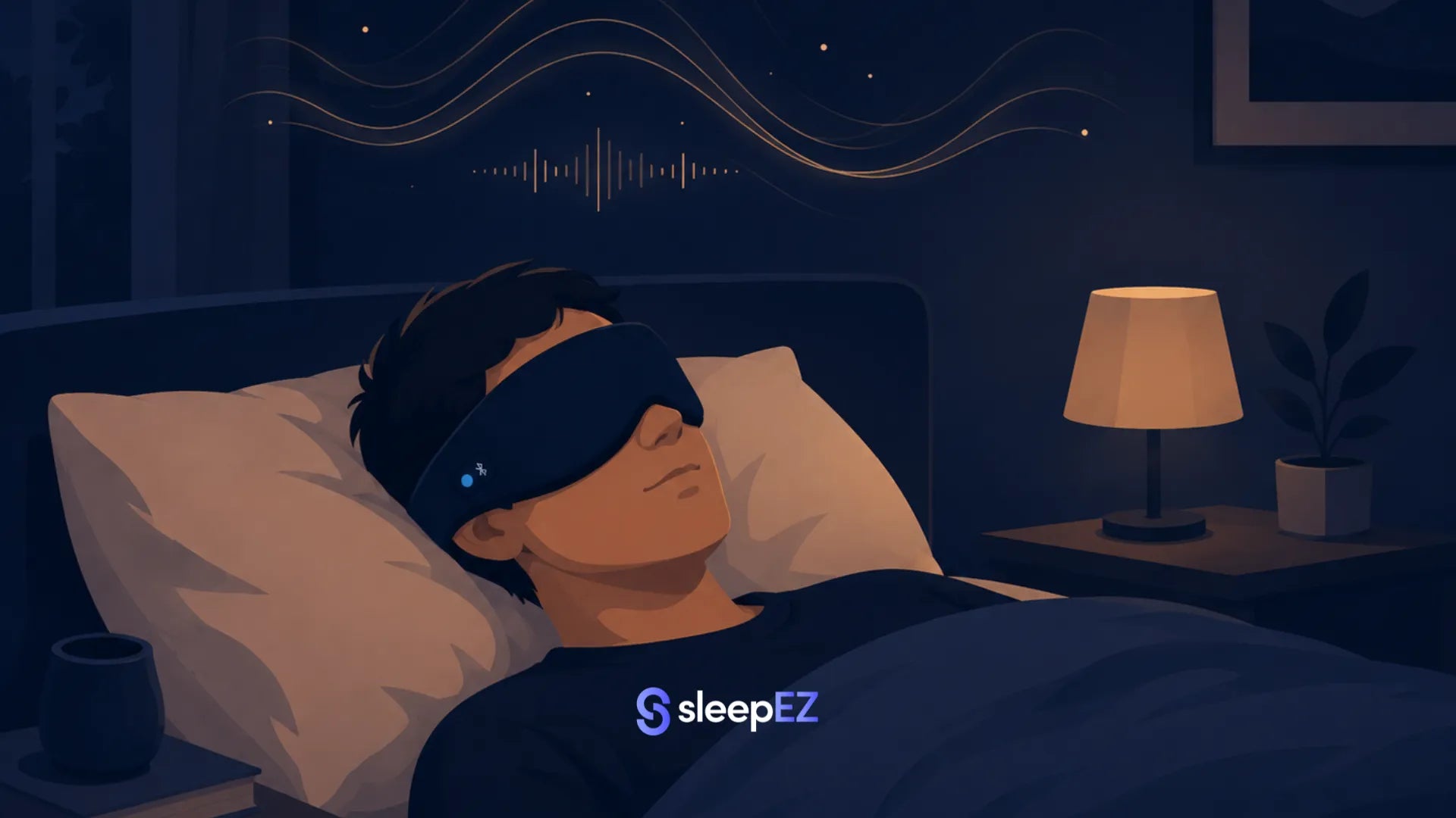 Person listening to sleep podcast with Bluetooth sleep mask