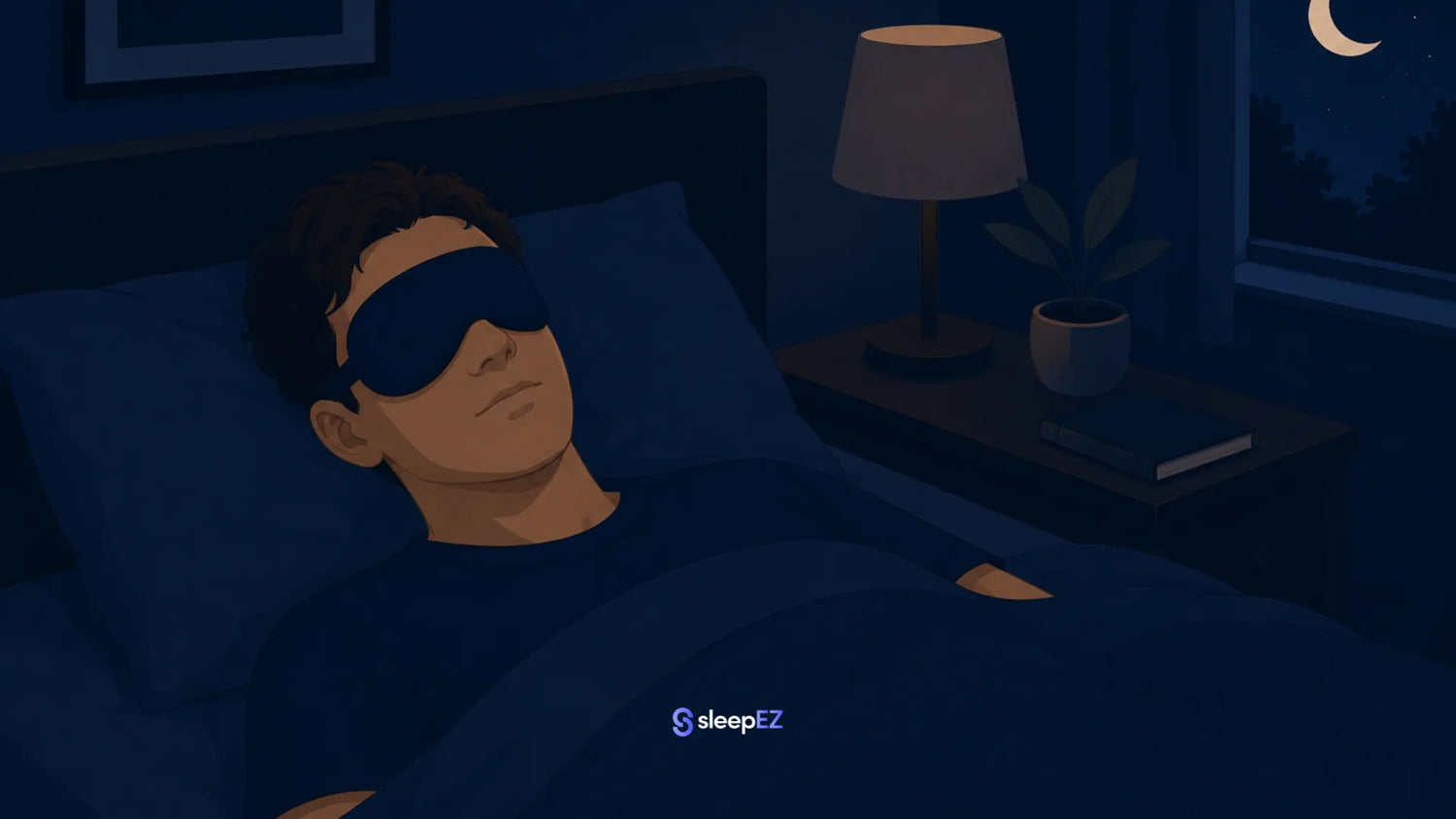 Person sleeping with sleep mask illustration