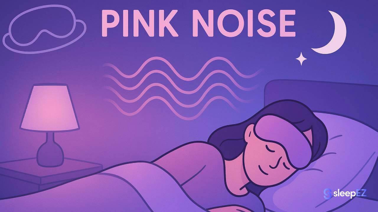Person sleeping with pink noise illustration
